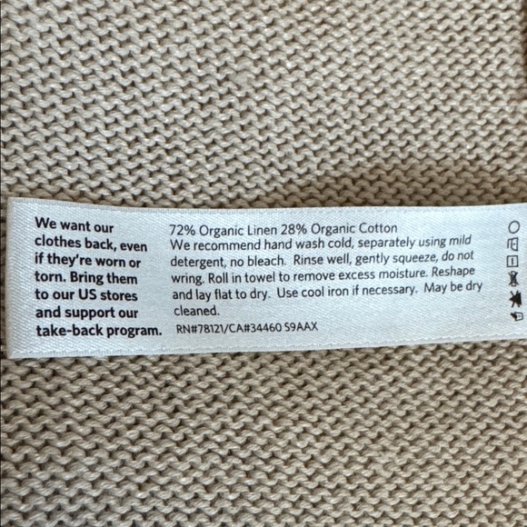 EILEEN FISHER Open Organic Linen Cotton Blend Cardigan Knit Sweater Size S Work - Picture 5 of 7